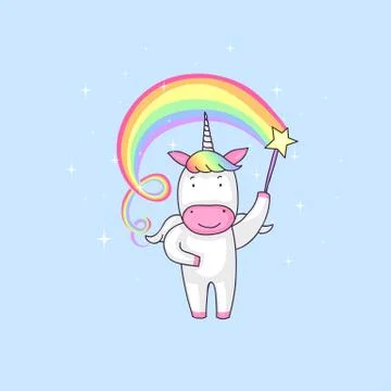 Unicorn with magic stick Illustrazione stock