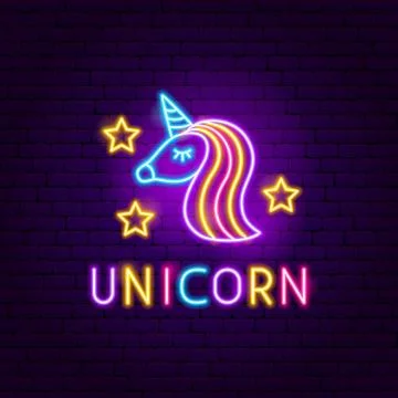 Unicorn Neon Label Stock Illustration