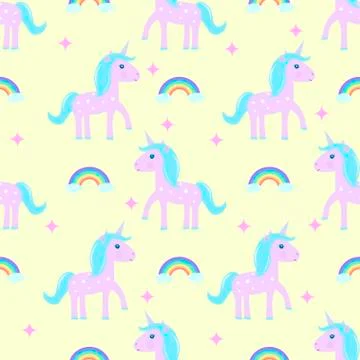 Unicorn pattern seamless childrens Stock Illustration