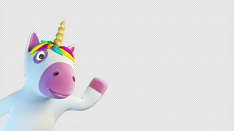 Unicorn promotes from corner Video Loop and Alfa Channel 库存影片 163289326