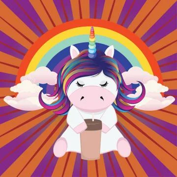 Unicorn with rainbow Stock Illustration
