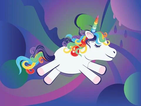 Unicorn with rainbow Stock Illustration