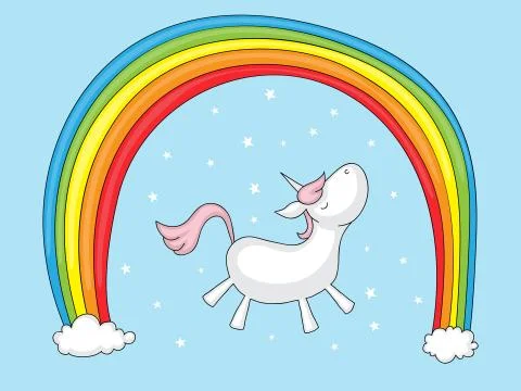 Unicorn with rainbow Stock Illustration