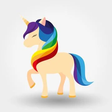 Unicorn. Rainbow mane. Icon. Vector illustration. Flat design style Stock Illustration