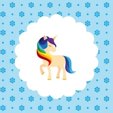 Unicorn. Rainbow mane. Vector illustration. Flat design style Stock Illustration
