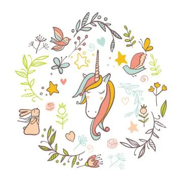 Unicorn Rainbow pattern Stock Illustration