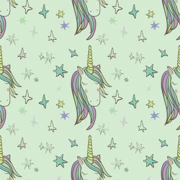 Unicorn Rainbow seamless pattern イラスト素材