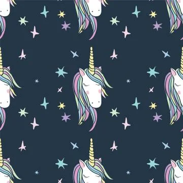 Unicorn Rainbow seamless pattern Stock Illustration