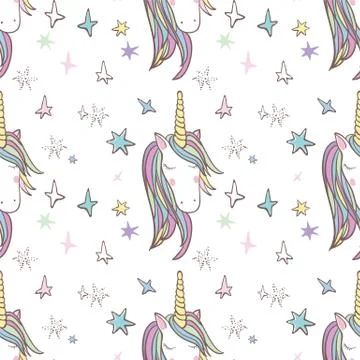 Unicorn Rainbow seamless pattern Stock Illustration
