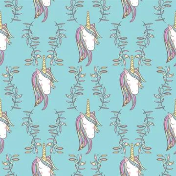 Unicorn Rainbow seamless pattern Stock Illustration