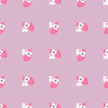 Unicorn seamless pattern. Pink color Flat Vector illustration. Stock Illustration
