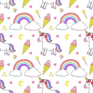 Unicorn set magic design element Stock Illustration