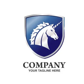 Unicorn shield Vector Logo Stock Illustration