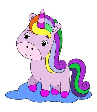 Unicorn in sitting cloud isolated on a white background Stock Illustration
