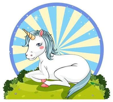 Unicorn sitting on the ground Stock Illustration