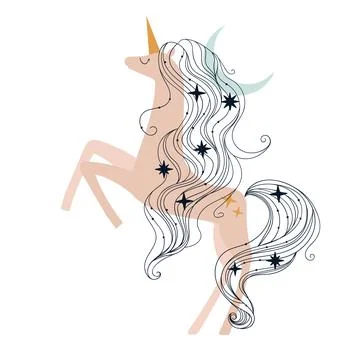 Unicorn with stars Stock Illustration