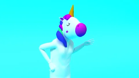 Unicorn talking with someone. Loop animation with Alpha Mask 4k animation Stock Footage 135288884