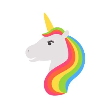 Unicorn vector icon isolated on white. Head portrait horse sticker, patch bad Stock Illustration
