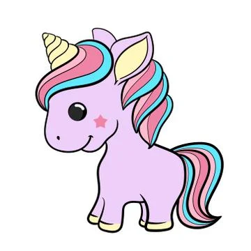 Unicorn vector icon isolated white. Horse sticker, patch badge. Magic cartoon イラスト素材