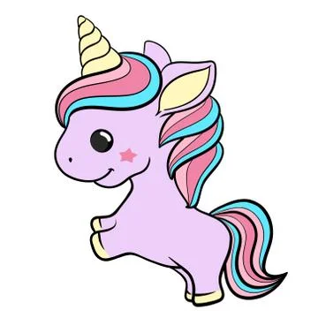 Unicorn vector icon isolated white. Horse sticker, patch badge. Magic cartoon イラスト素材