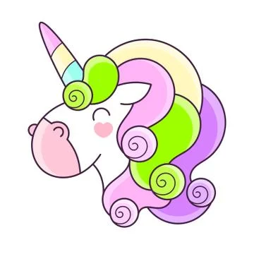 Unicorn Vector Icon Isolated On White. Head Portrait Horse Sticker, Patch Bad 스톡 일러스트