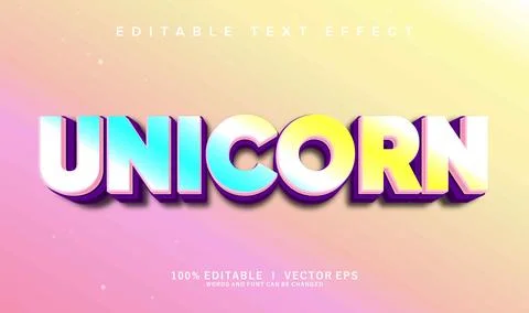 Unicorn vector text effect with modern style design Stock Illustration