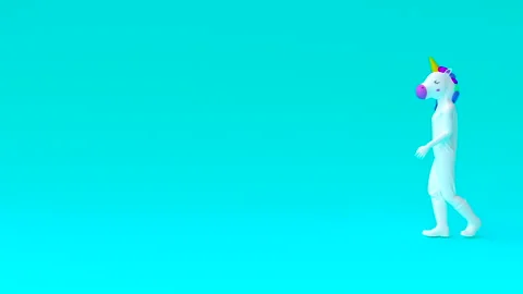 Unicorn walk . Catwalk Walking. Loop animation with Alpha Mask 4k animation Stock Footage 135292060