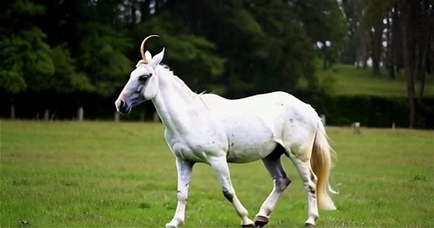 Unicorn is walking in the field Stock Footage 280794418