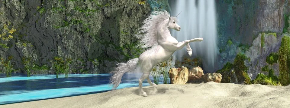 Unicorn Waterfall Stock Illustration