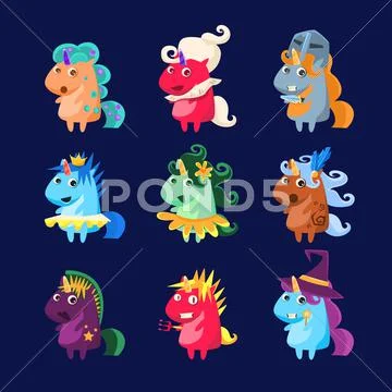 Unicorns In Disguise Set Stock Illustration