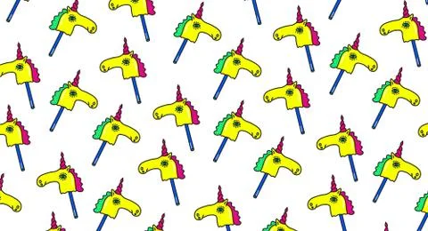 Unicorns Fantasy Vector pattern. Horse on a stick Stock Illustration