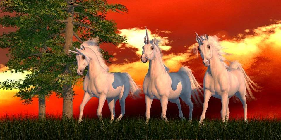 Unicorns Fire Stock Illustration