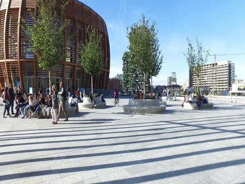 Unicredit Pavilion and vertical forest. Gae Aulenti square. Milan, Italy Stock-Footage 80983650