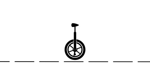 Unicycle animation on background. Entertaining circus concept. Vídeo Stock 336549079