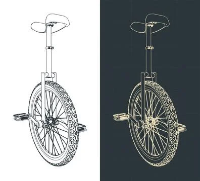 Unicycle isometric drawings Stock-Illustration