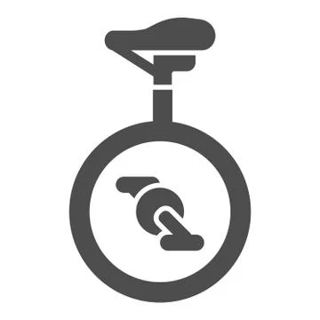 Unicycle solid icon, Amusement park concept, one wheel bicycle sign on white Illustrazione stock