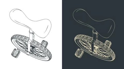 Unicycle stylized sketches Stock-Illustration