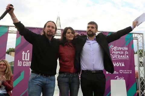 Unidas Podemos rally in Madrid, Alcorcon, Spain - 18 May 2019 Stock Photos