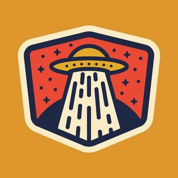 Unidentified flying object alien badge patch pin graphic illustration vector  Ilustración de archivo