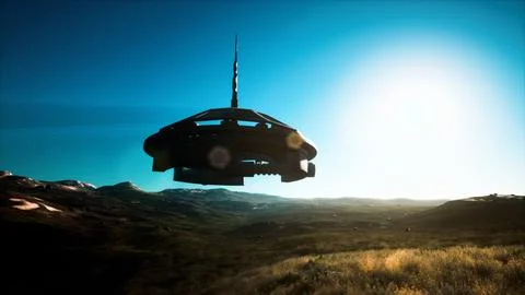 Unidentified flying object at the Earth Stock Illustration