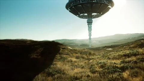 Unidentified flying object at the Earth Stock Illustration