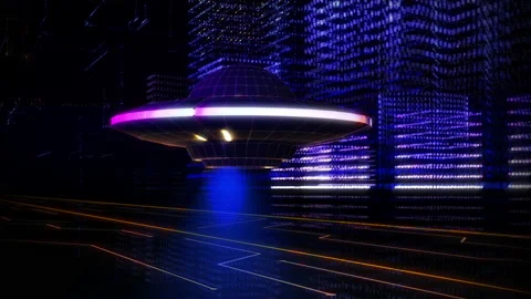 An Unidentified Flying Object is Exploring the Digital World in Virtual Reality Stock Footage 154352690