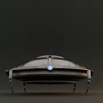 Unidentified flying object isolated on black background Stock Illustration
