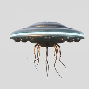 Unidentified flying object isolated on white background Stock Illustration