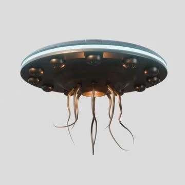 Unidentified flying object isolated on white background Stock Illustration