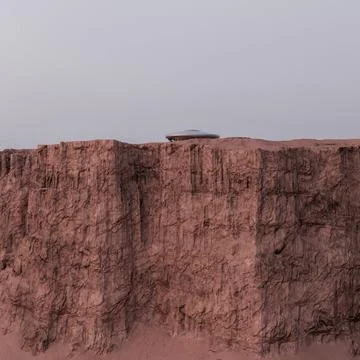 Unidentified flying object  landed in the desert Illustration