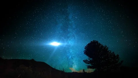 Unidentified Flying Object in Night Sky - Lights Video stock 103870016
