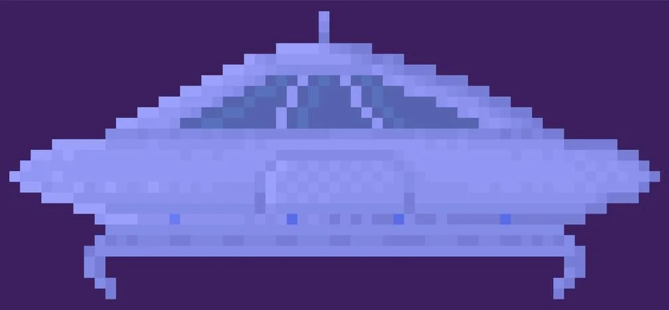 Unidentified flying object in outer space. Flattened flying saucer. Spaceship イラスト素材