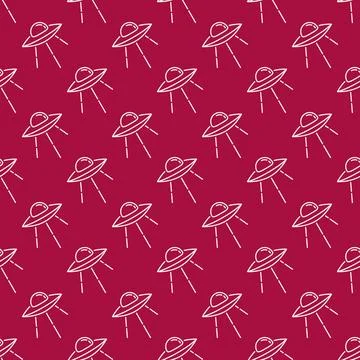 Unidentified Flying Object vector UFO concept red seamless pattern Stock Illustration