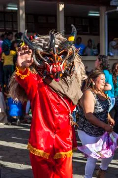 Unidentified man, dressed as Devil Stock Photos